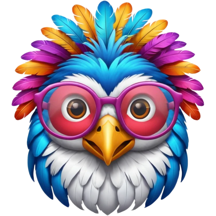 cool colorful bird with glassess emoji