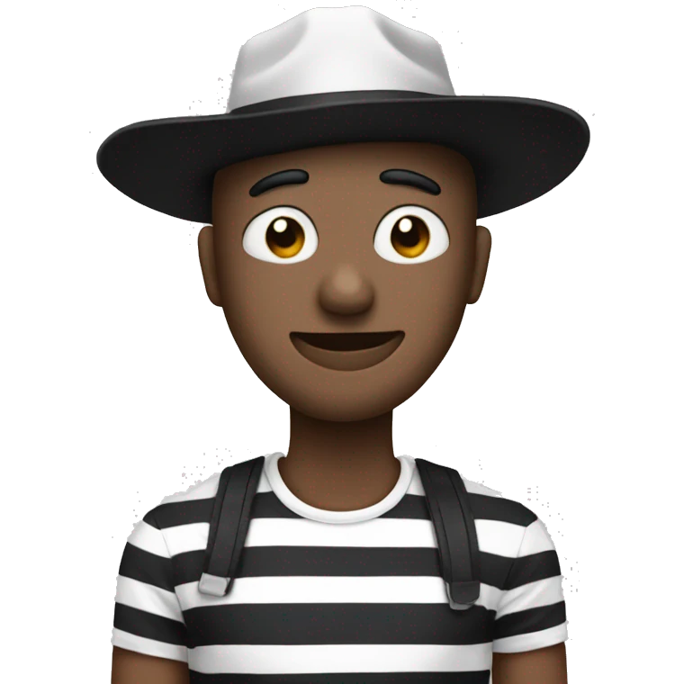 a man with an eye mask and an black and white stripes  t shirt and a hat emoji