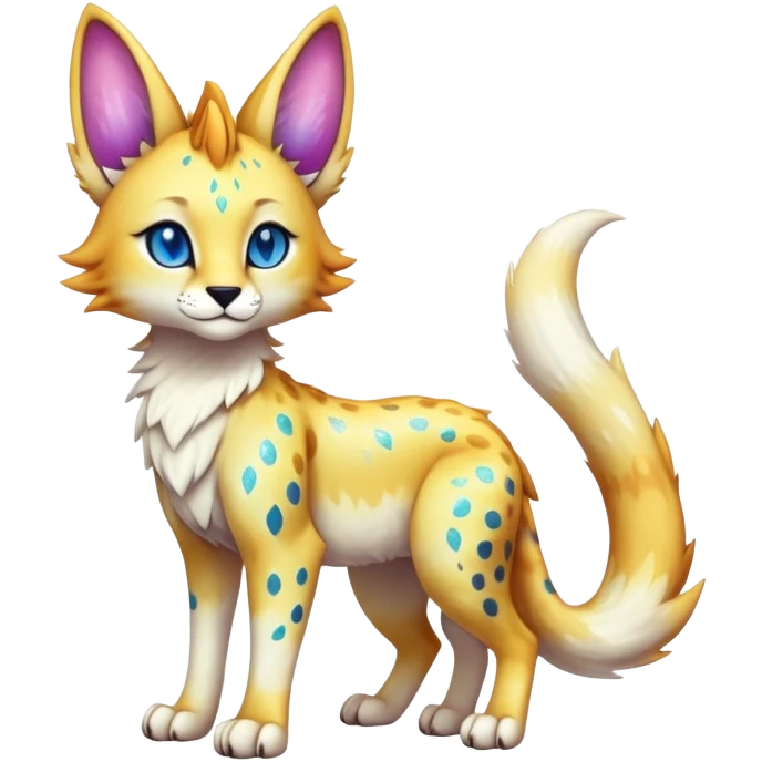 Cute Kawaii Epic Ethereal Sparkly Colorful Sergal-Serval-Vernid full body emoji