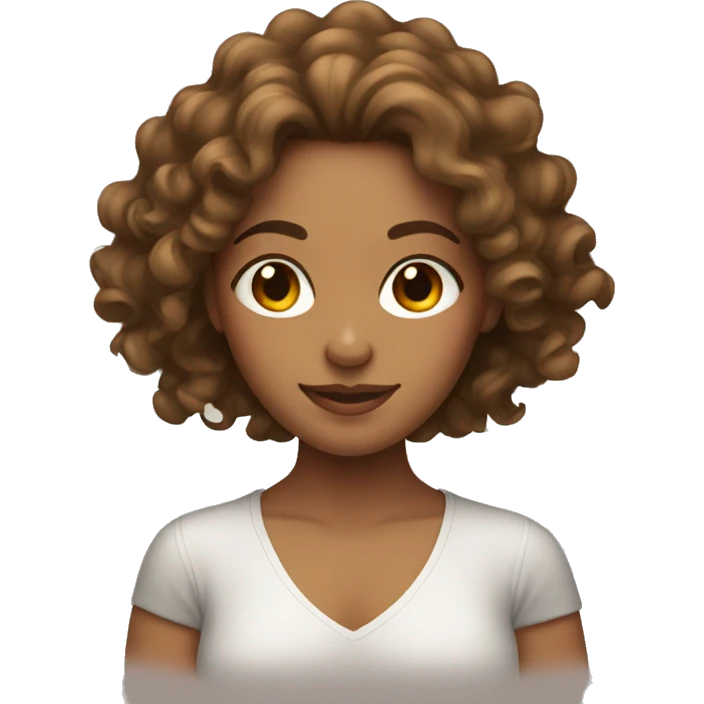 Tan skinned girl with  long brown curly hair  emoji