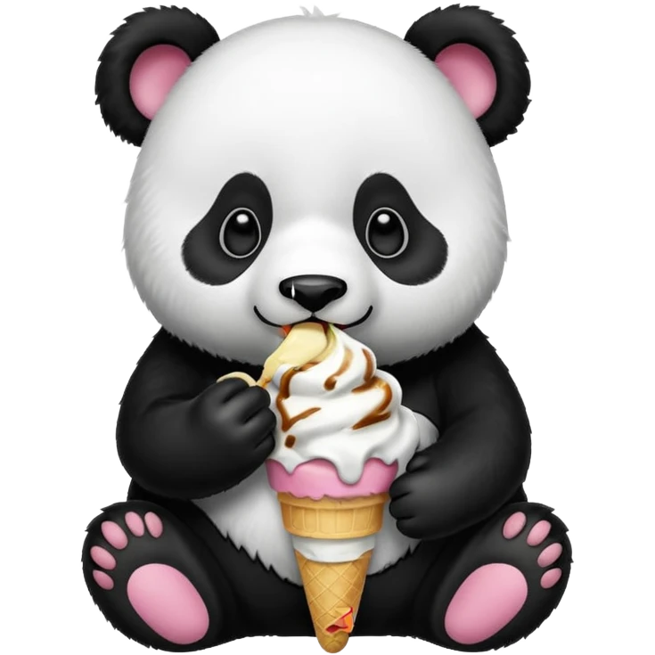 Panda eating ice cream emoji