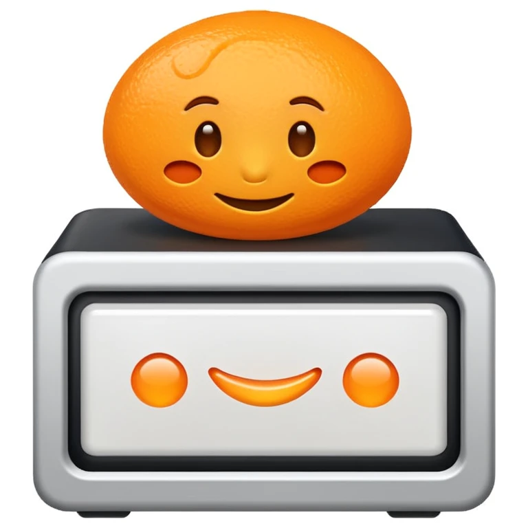 simple orange emoji of a server with the AWS logo, minimal, friendly emoji