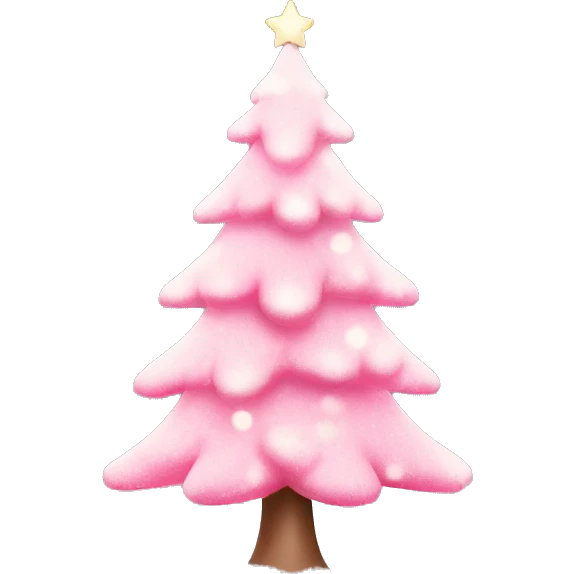 Pink Christmas tree with soft lights and snow  emoji