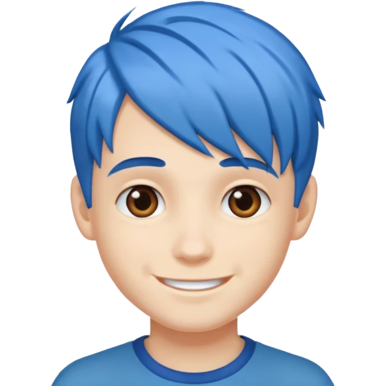blue gamer Boy happy blue hair emoji