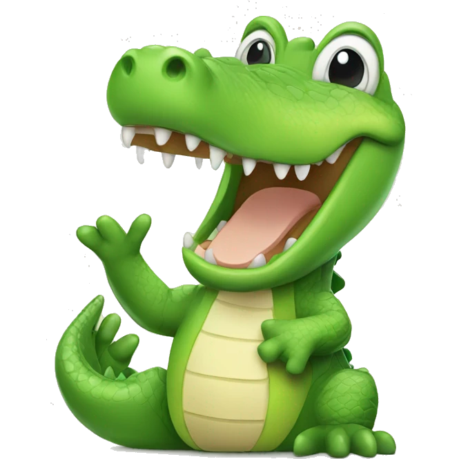 Cute crocodile with peace hand emoji