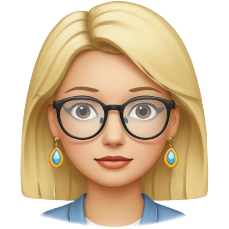 blonde earring wearing glasses woman head emoji