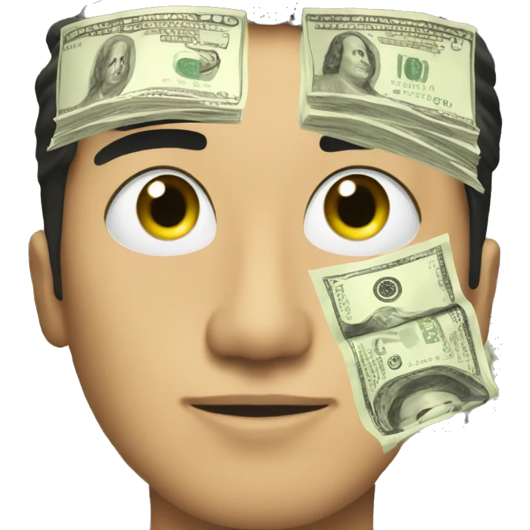 an asian guy that has dollars as his eyes emoji