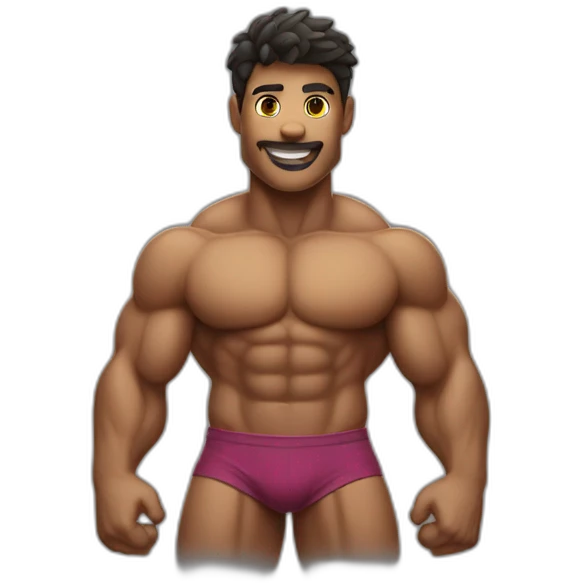 A healthy guying showing off his muscular body emoji