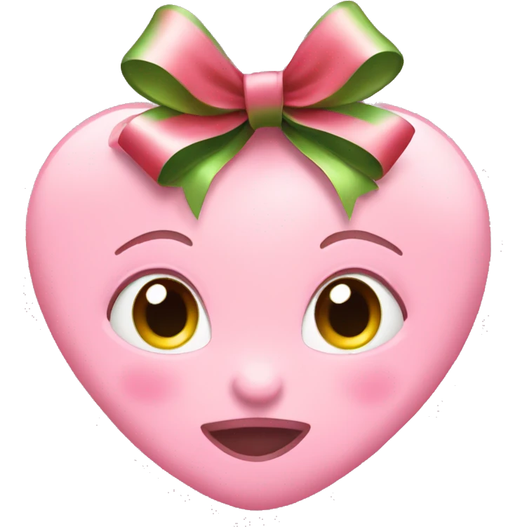 Baby pink heart with a Christmas bow emoji