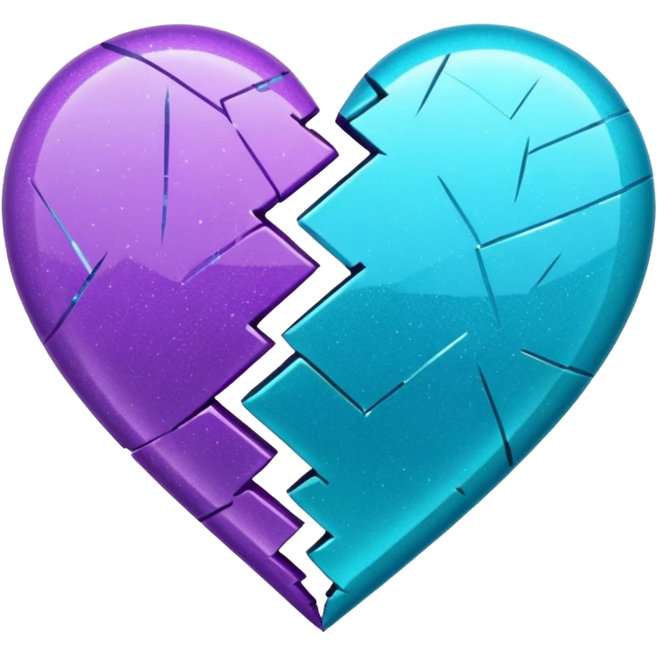 glitter cian and purple broken heart emoji
