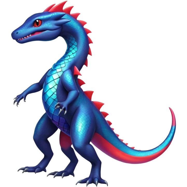 Colorful Iridescent Exotic Salandit-Aurorus-Salazzle-Salamence-Fakémon-hybrid-creature (full body)  emoji