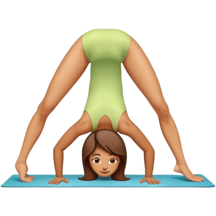  woman with legs up, in front of camera, downward dog emoji
