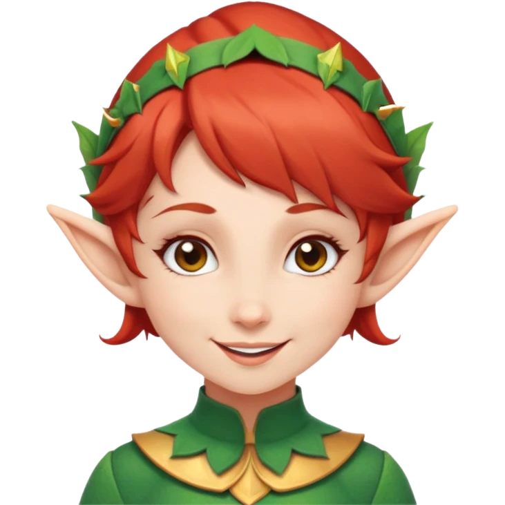 elf girl with short red hair smiling emoji