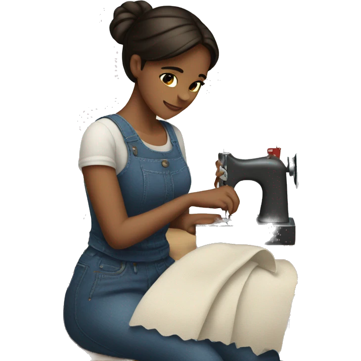 Brunette girl sewing emoji