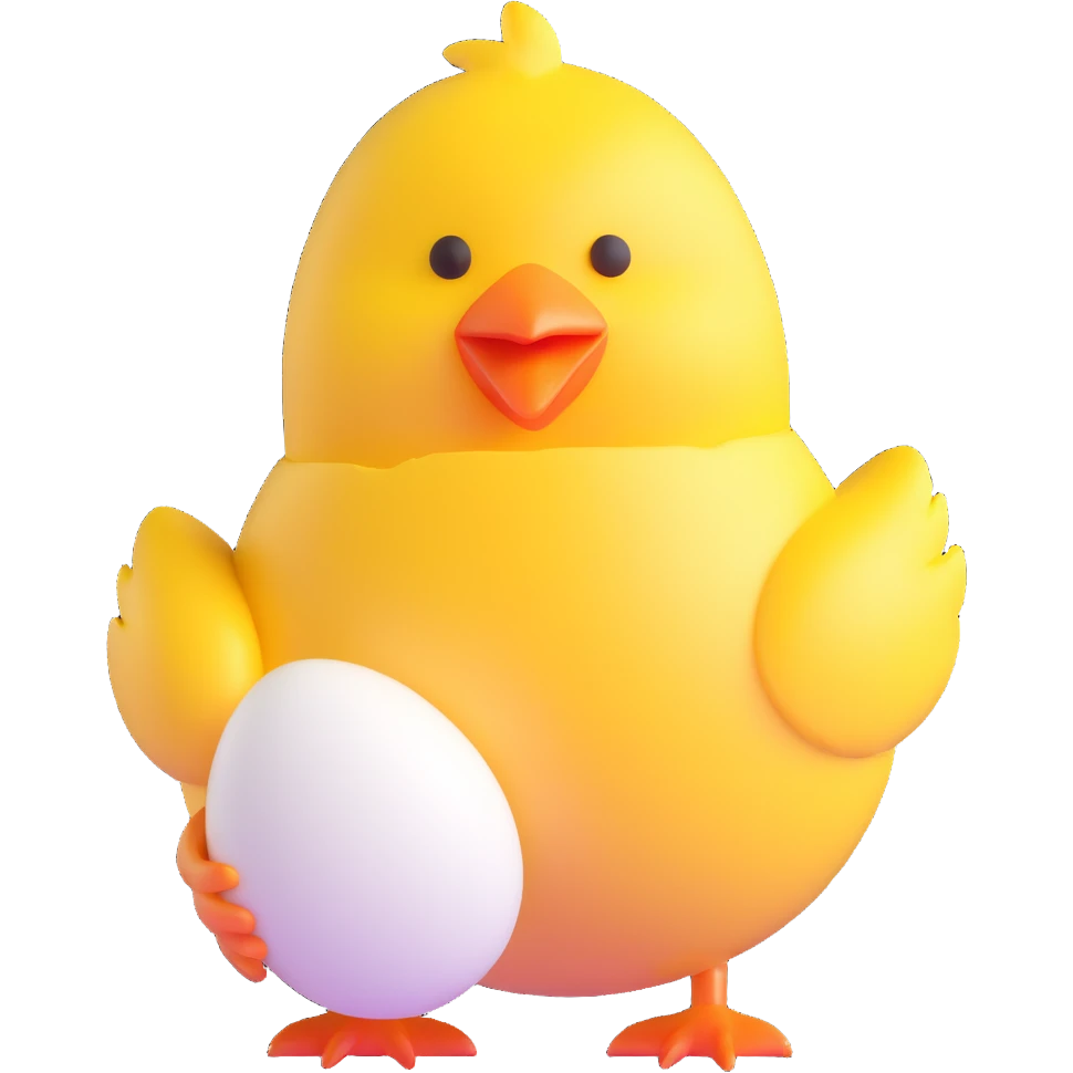 Easter chick with egg shell emoji