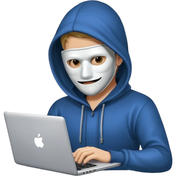 hacker with mask using laptop emoji