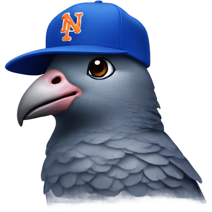 Pigeon with a New York Mets hat on its head  emoji
