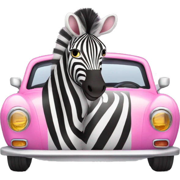 zebra in a pink car emoji