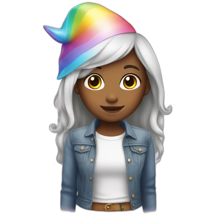Girl-with-raibow-unicorn-hat emoji
