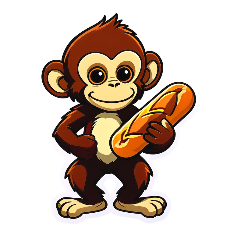 monkey with bread baguette  emoji