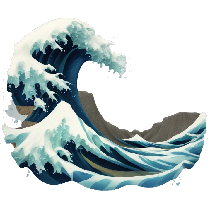 wave emoji with detritus on the wave emoji