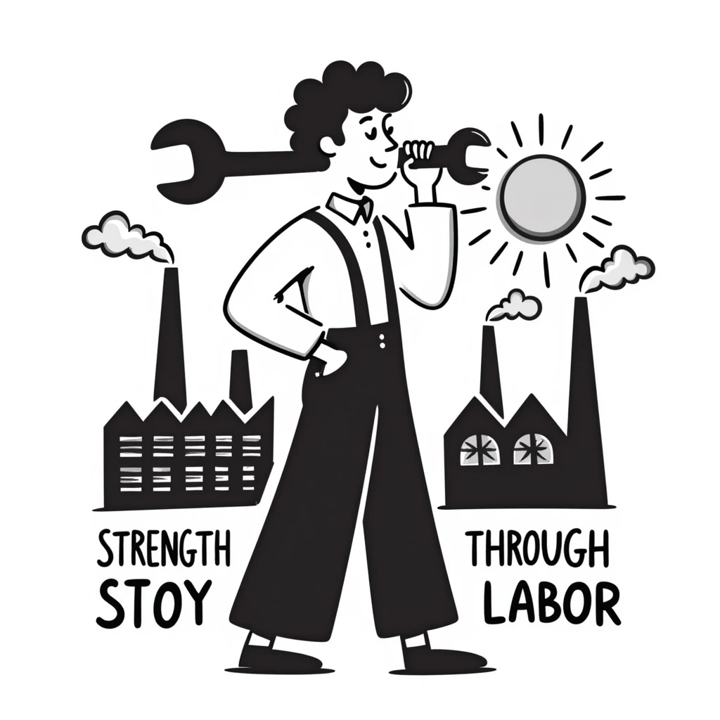 Communist propaganda poster design with worker emoji