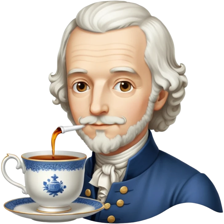 Adam Smith, 18th century economist with beard and wavy hair, drinking tea from a teacup emoji