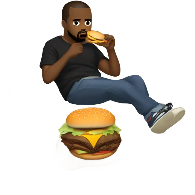 Kanye west eating hamburger while in bed emoji