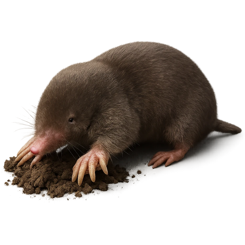 realistic mole, small animal, brown fur, digging emoji