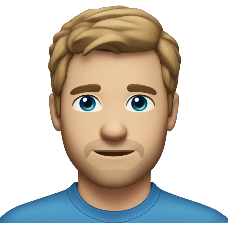 A head and shoulders shot of a 34 year old Caucasian man, with short brown hair,   with blue eyes wearing a t-shirt. emoji