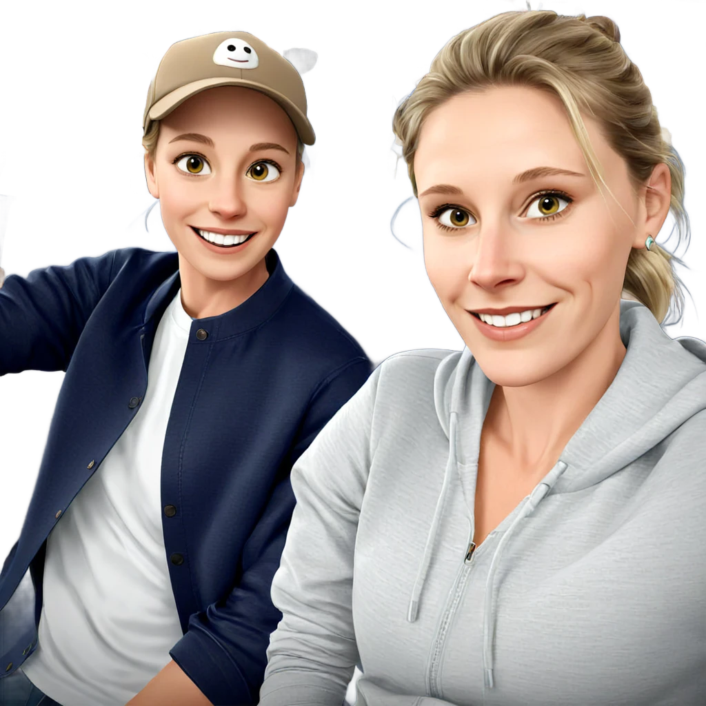 smiling girl with boy in hat emoji