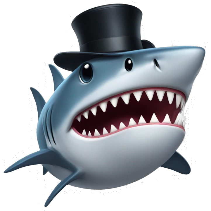 Shark with tophat emoji