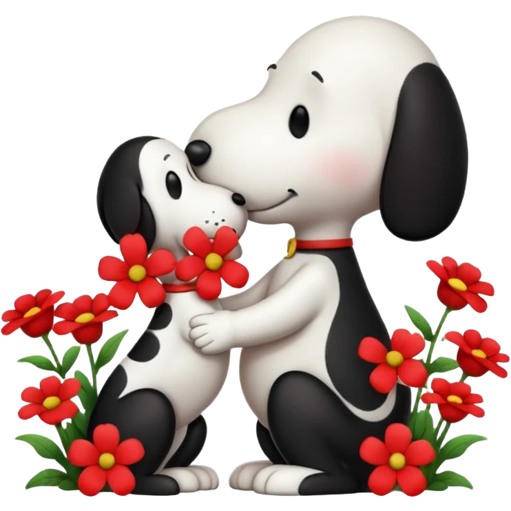 snoopy kissing flowers emoji