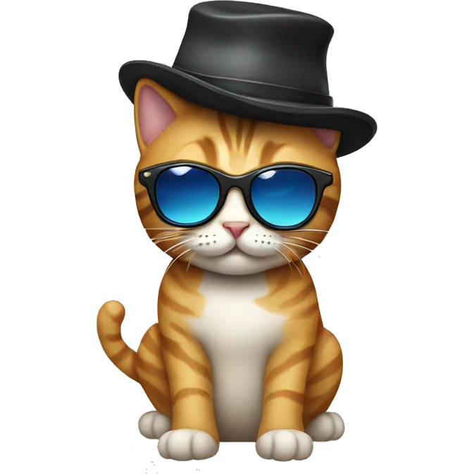 cat with  hat and sunglass emoji