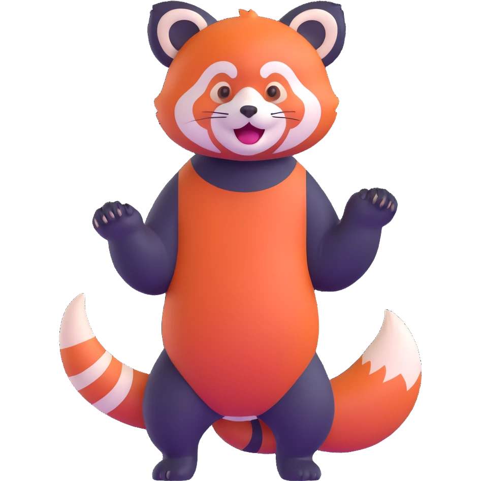 red panda standing on hind legs, playful pose emoji
