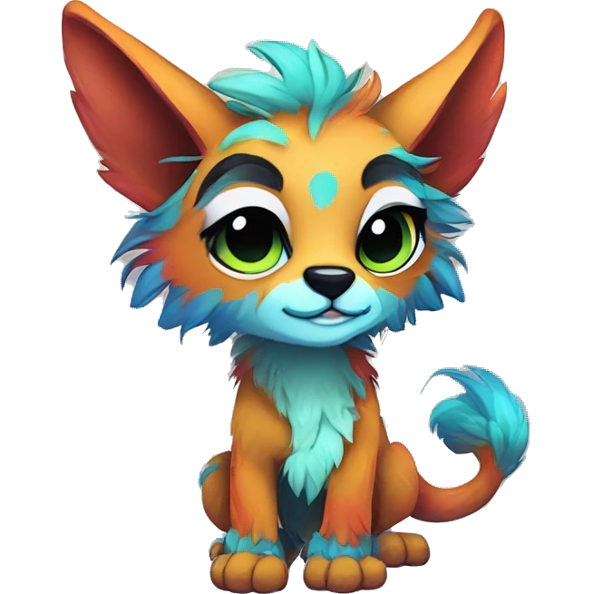 Cool cute Kawaii edgy colorful fantasy animal fursona by griffsnuff & LiLaiRa & Falvie full body emoji