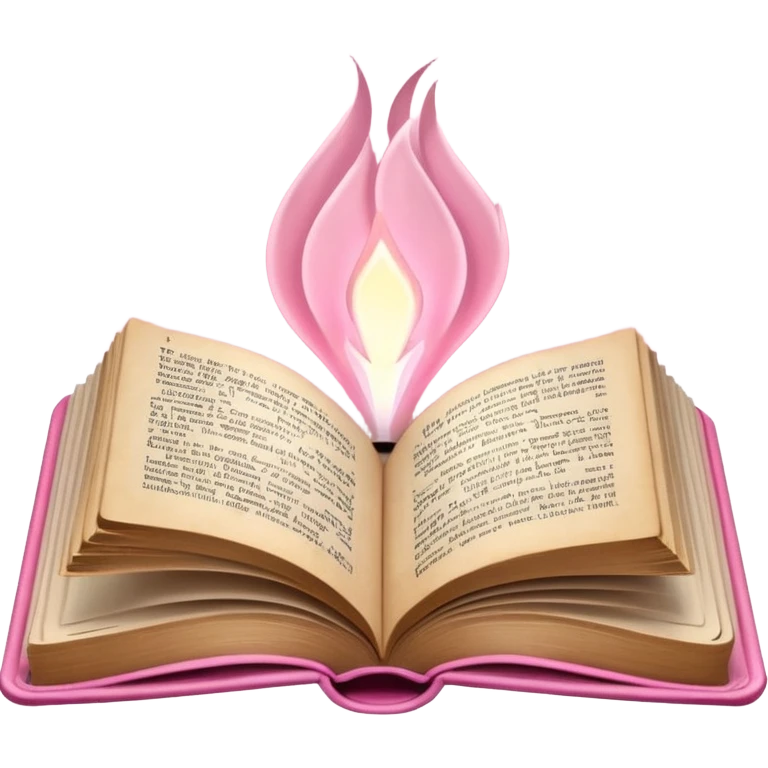 An open pink book with lights emerging from its pages emoji