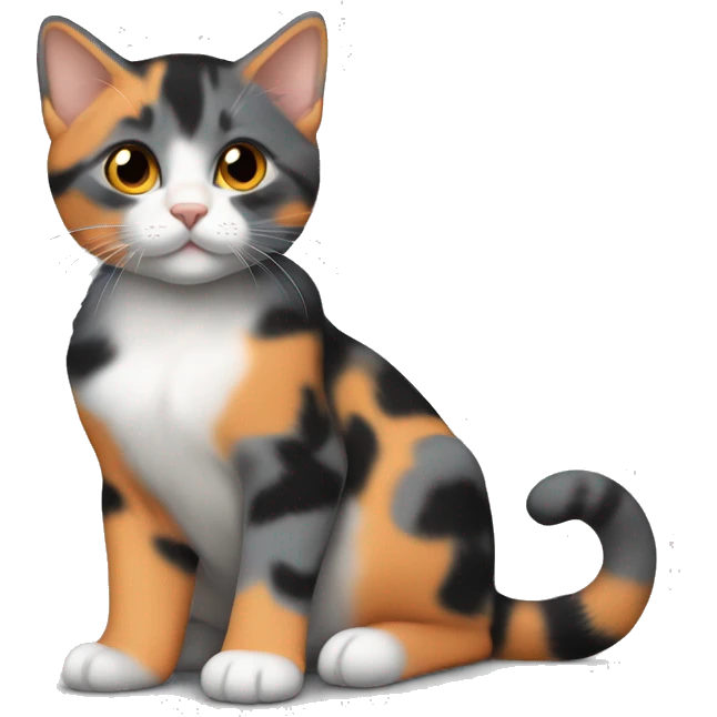 Grey orange and black Diluted calico kitten laying down emoji