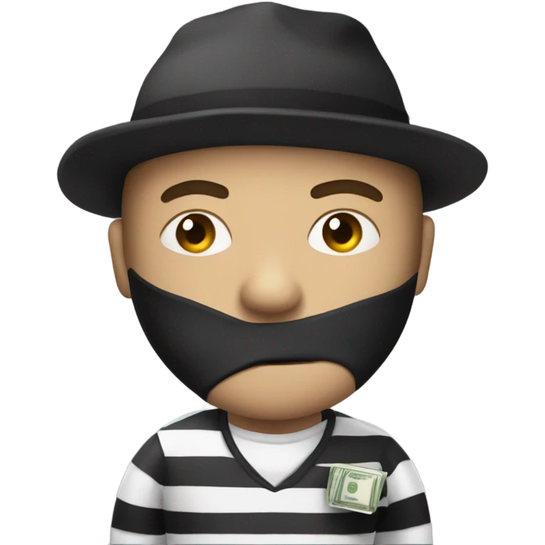 Robber with black and white striped outfit and a money back over his shoulder  emoji