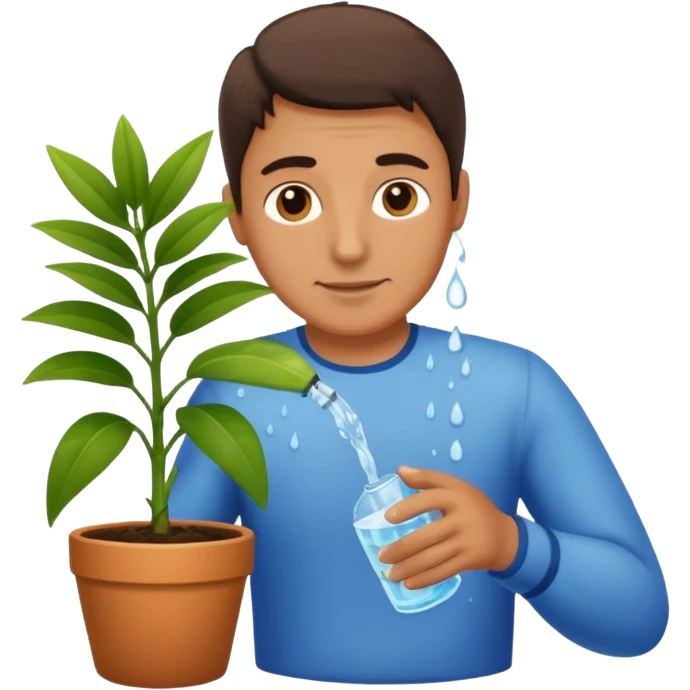 MAN pouring water for the plant emoji