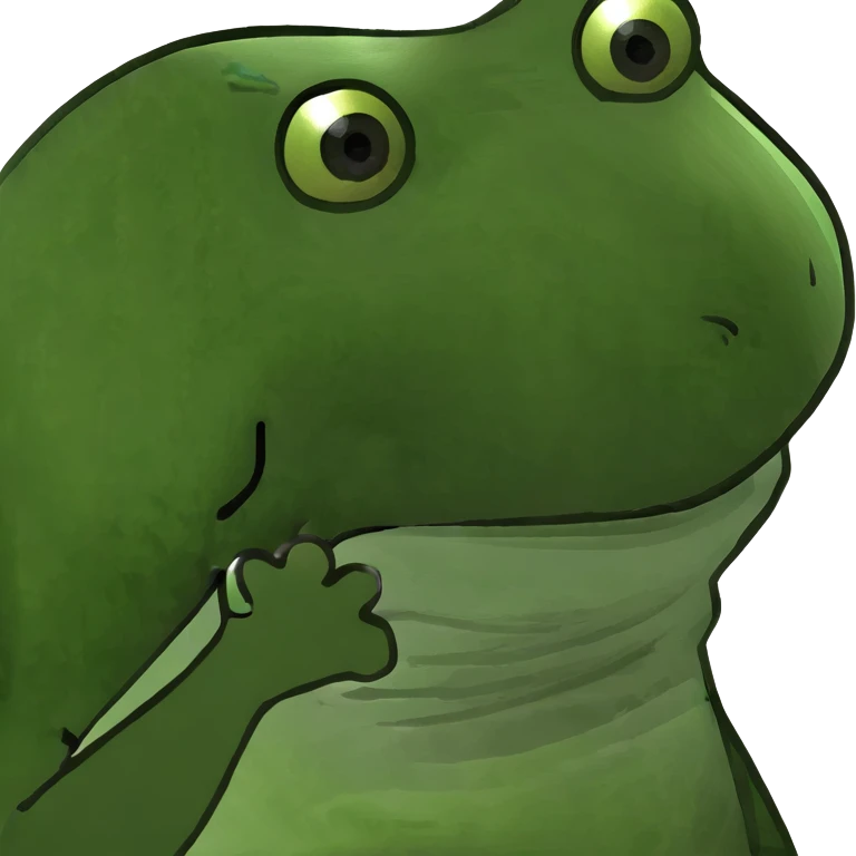green bufo frog holding a tiny flag emoji