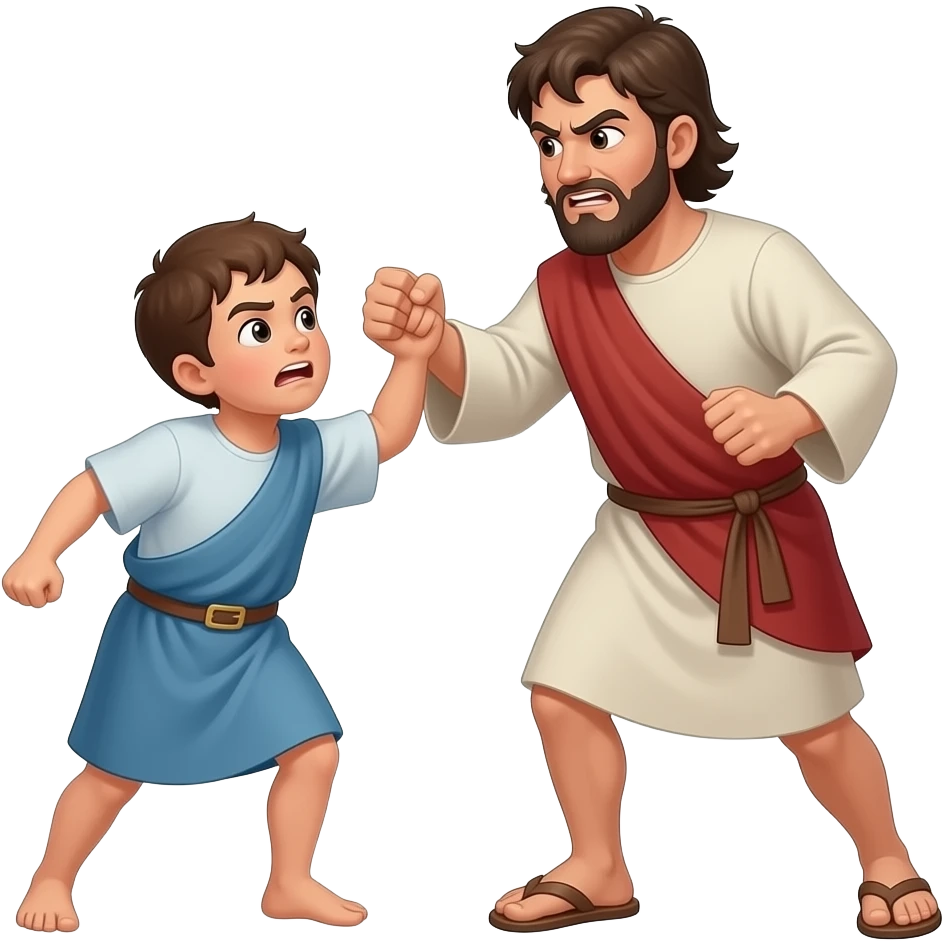 Cain angry beating his brother Abel emoji