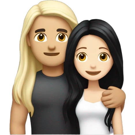 Tan man with long black hair, hugging, hot white girl with blonde hair ￼ emoji