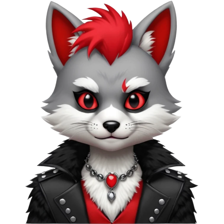 Anthropomorphic Anthro Furry punky gothic black white and red badass cool stylish handsome smexy Animal-furry-fursona emoji