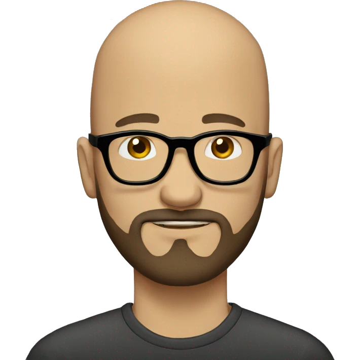 bald man with brown beard and hipster glasses emoji