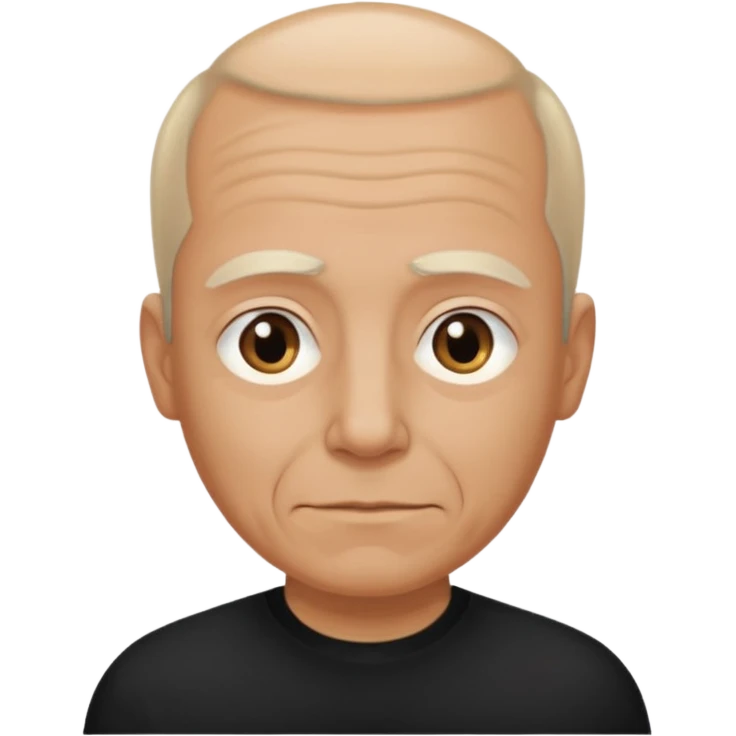less hair, black shirt, no smile, older face emoji
