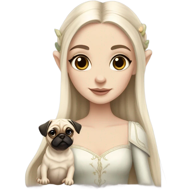 white girl elf with pug emoji