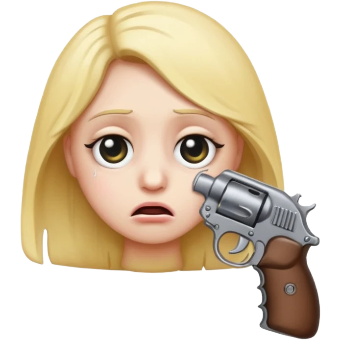 Crying emoji with pistol emoji