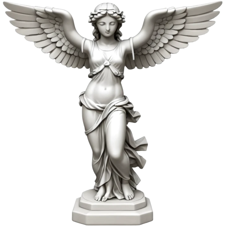 Winged Victory of Samothrace statue with plastẻ emoji