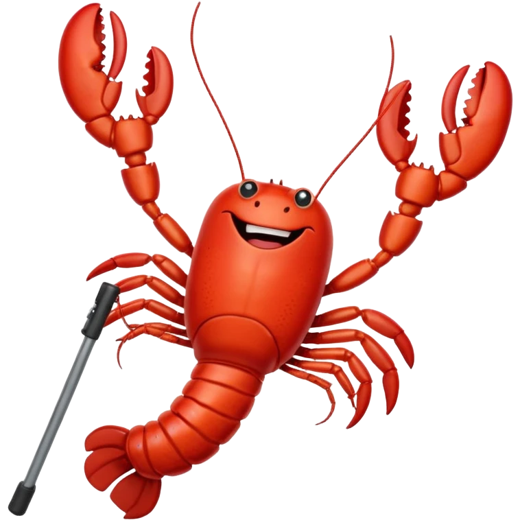 Lobster very happy jumping on pogo stick emoji